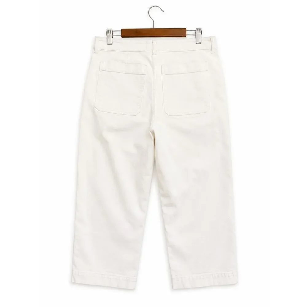 Everlane Women’s Size 16 White High Rise Straight Leg Crop Pants Cotton Stretch